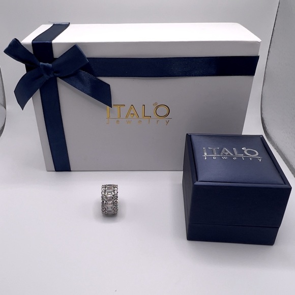 Women’s Ring Triple Row Italo Sterling Silver Created EternityBand Size 6 925 - Picture 6 of 16